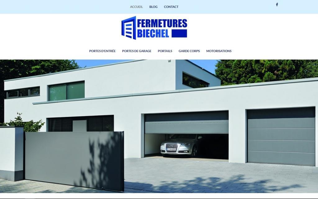 Création et mise en ligne nouveau site Internet pour Fermetures Biechel, portes, portails, motorisations portails à 67 Kurtzenhouse entre Strasbourg et Haguenau