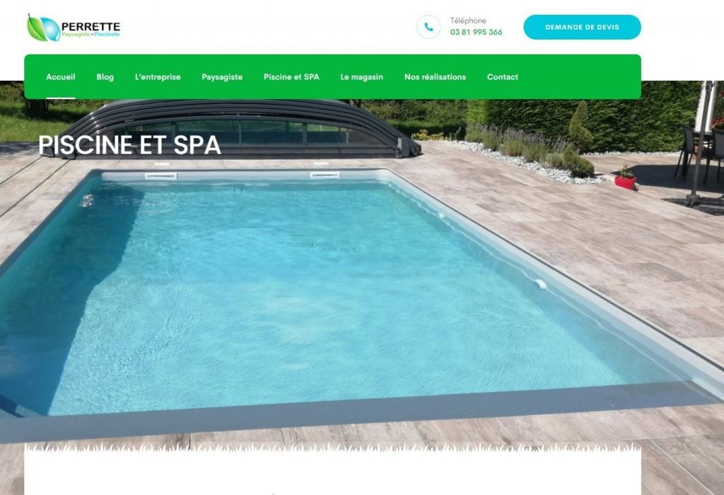 Création et mise en ligne d’un nouveau site Internet pour l'entreprise Perrette paysagiste Pisciniste à 25 Taillecourt entre 90 Belfort et 25 Montbéliard