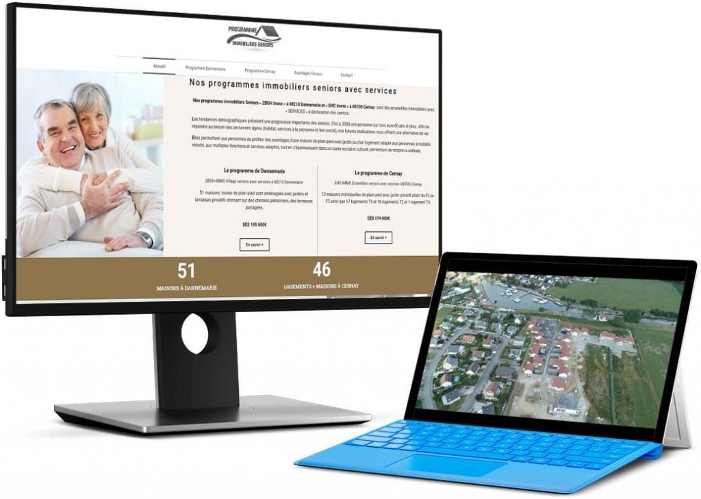 Création de site Internet depuis Mulhouse pour Programmes immobiliers séniors 2BGH Immo et GHC Immo avec services à 68 Dannemarie et Cernay Création de site Internet à 68 Wittelsheim - Mulhouse. Votre site Internet commence à vieillir ou ne correspond plus tout à fait à vos attentes ni à celui de vos visiteurs / clients ? Alors il est temps de procéder à une refonte qui somme toute n’est pas si onéreuse pour une intervention technique et graphique de fond réussie. N’oubliez jamais que votre site Web est et reste la vitrine de votre entreprise d’où l’importance à le faire évoluer après la définition et compréhension de votre stratégie digitale.