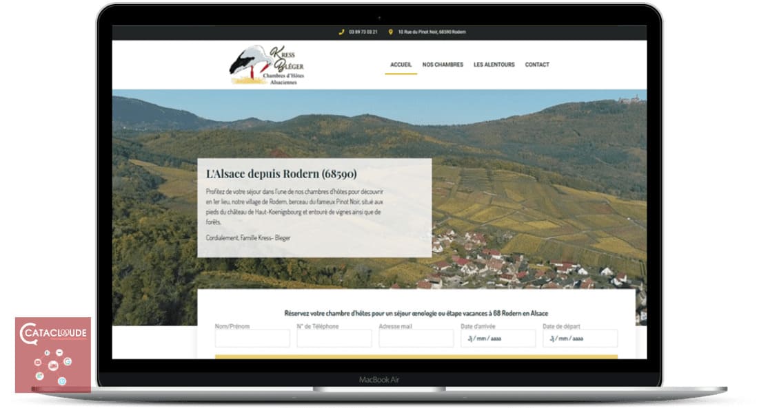 Cataclaude, création site Internet Colmar pour les chambres d'hôtes Kress-Bleger-Vins d'Alsace à 68 Rodern