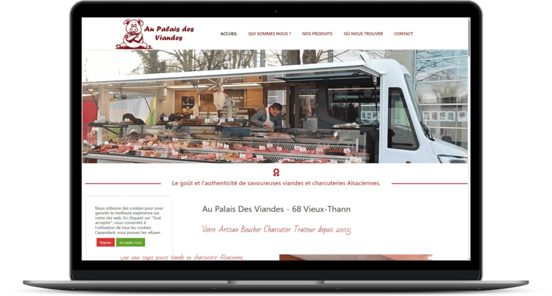 Création de site Internet pour Boucherie Charcuterie Traiteur Au Palais Des Viandes à 68 Vieux-Thann