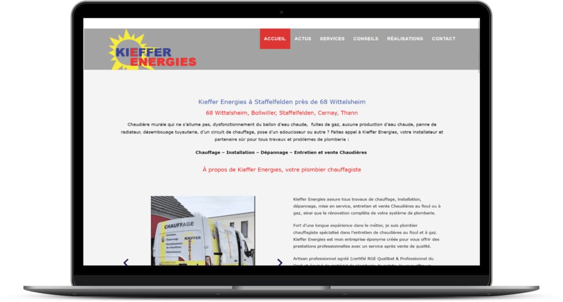 Création de site Internet à 68 Wittelsheim, Mulhouse pour Éric Kieffer Chauffagiste à Staffelfelden