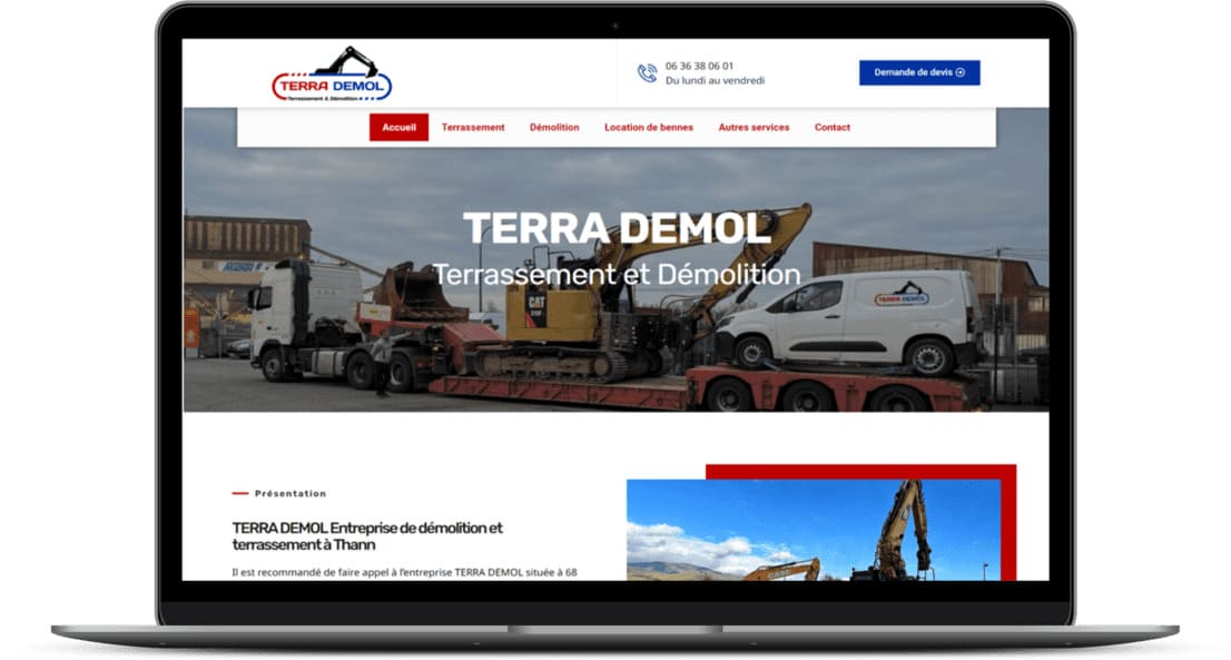 Création site Internet à Thann pour l'entreprise de Démolition Terra Demol à 68 ThannThann