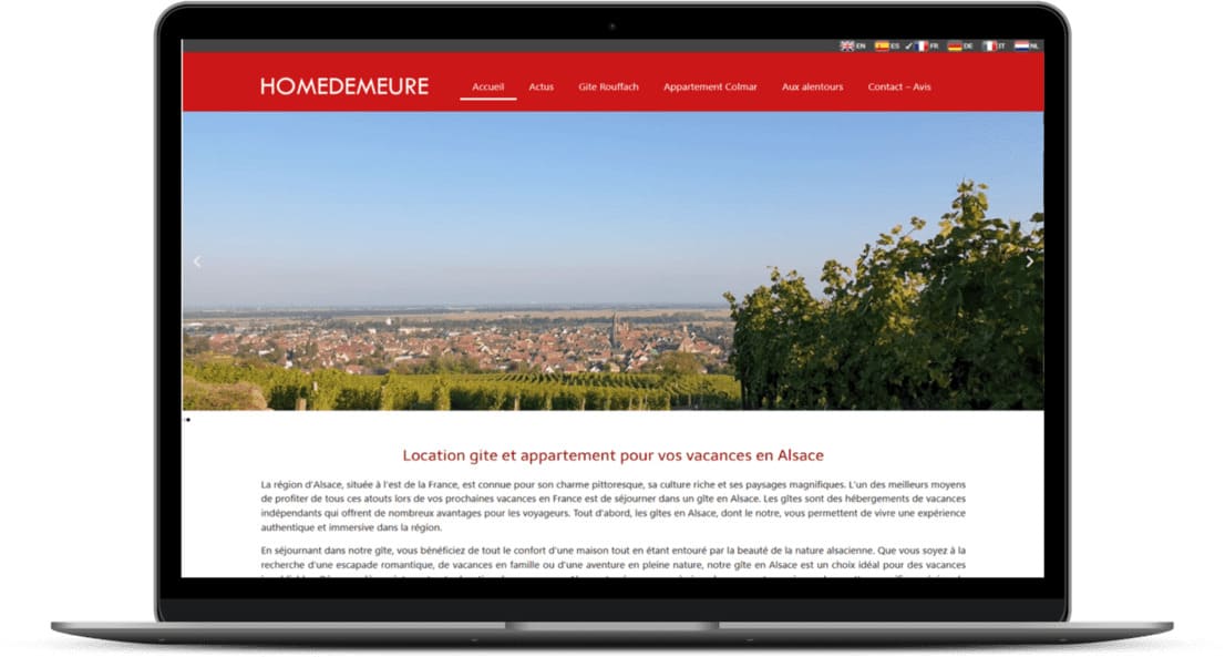 Création de sites Internet à 68 Wittelsheim, Mulhouse pour Homedemeure, Gite à Rouffach 68 et appartement de vacances à Colmar