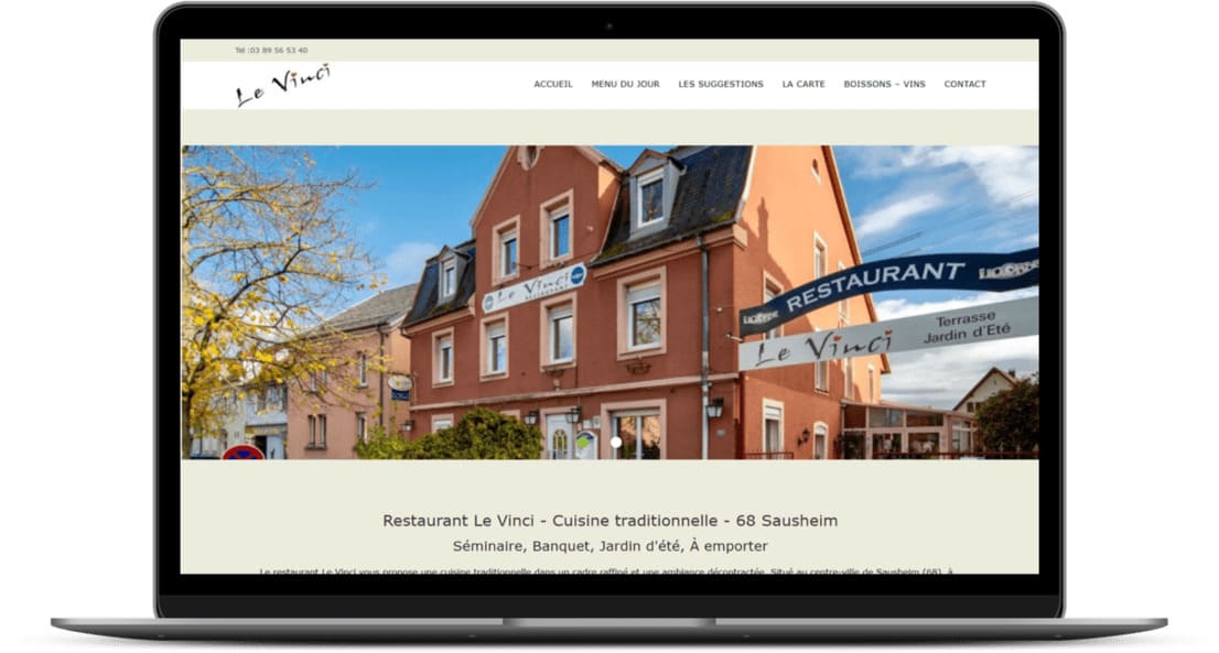 Création de sites Internet à 68 Wittelsheim, Mulhouse pour Restaurant Le Vinci à 68 Sausheim