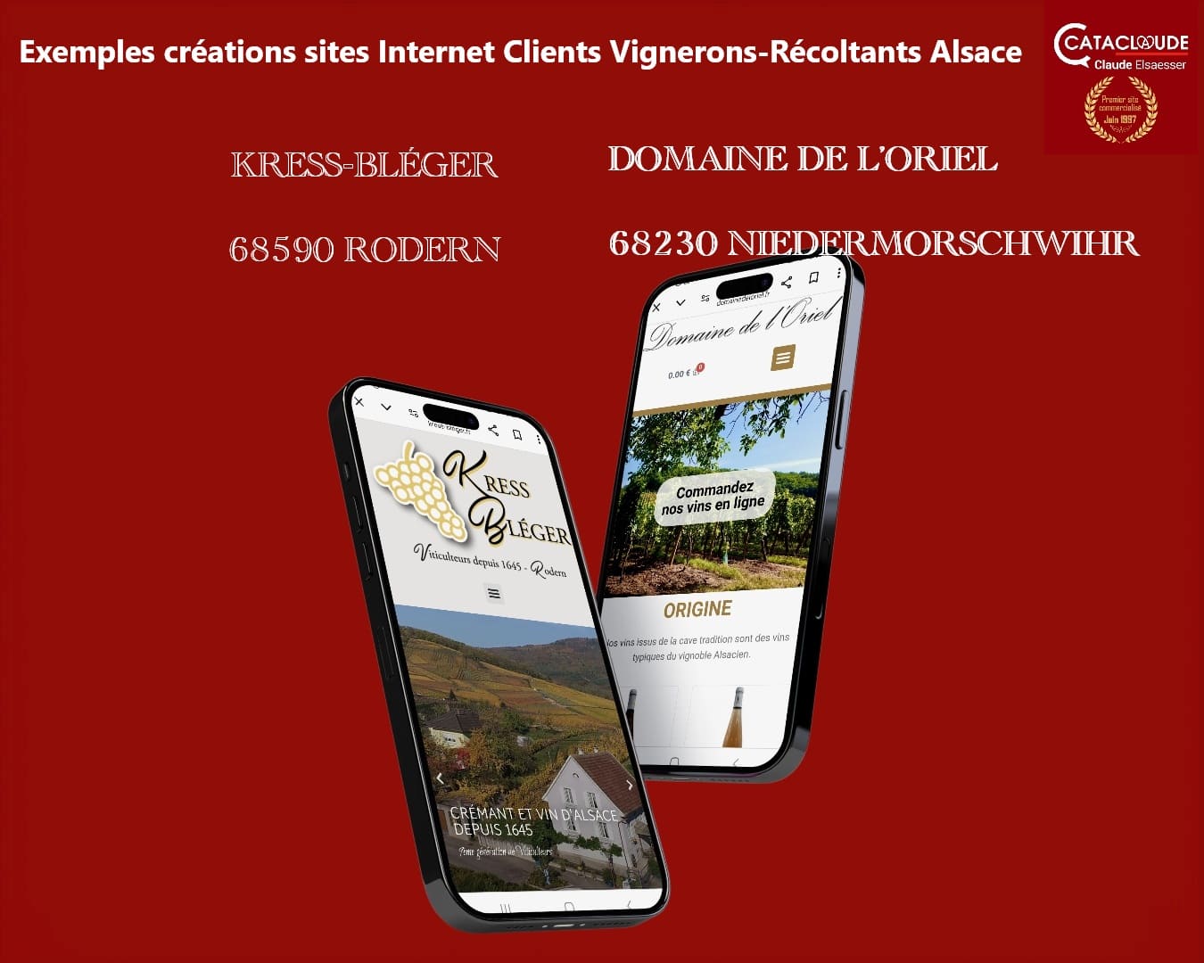 Exemples création sites Internet clients vignerons, à savoir Domaine de l’Oriel et Domaine Kress Bleger ! Deux entreprises, une même passion : le 🍷 vin.