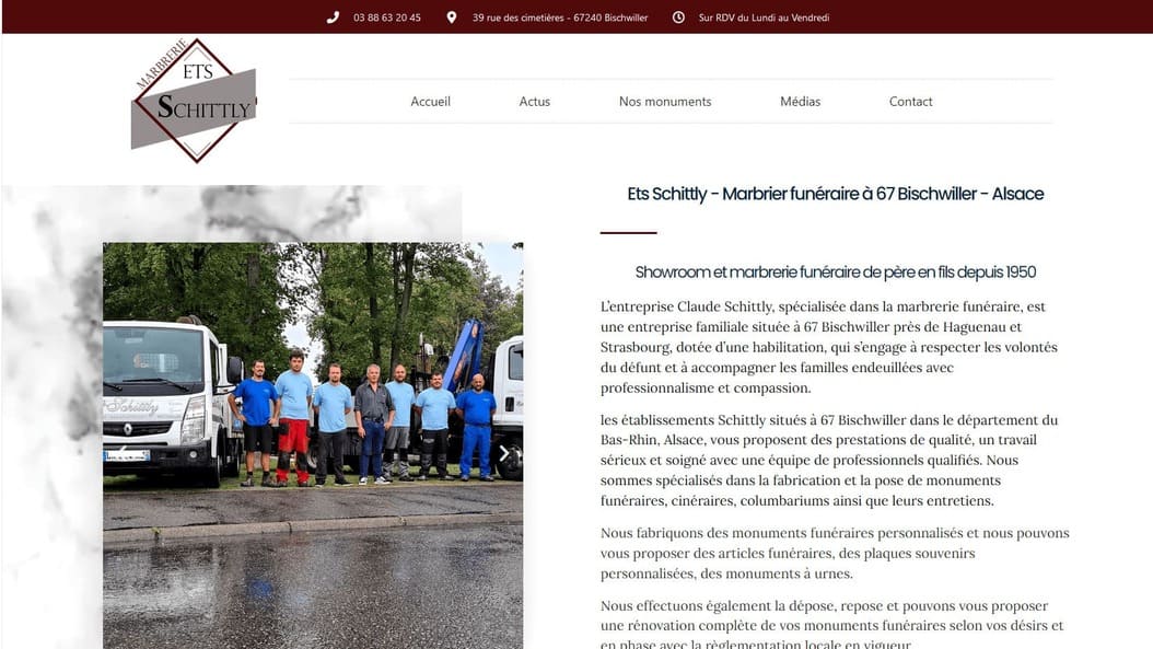 Création référencement SEO site web Marbrier funéraire Schittly à 67 Bischwiller près de Strasbourg