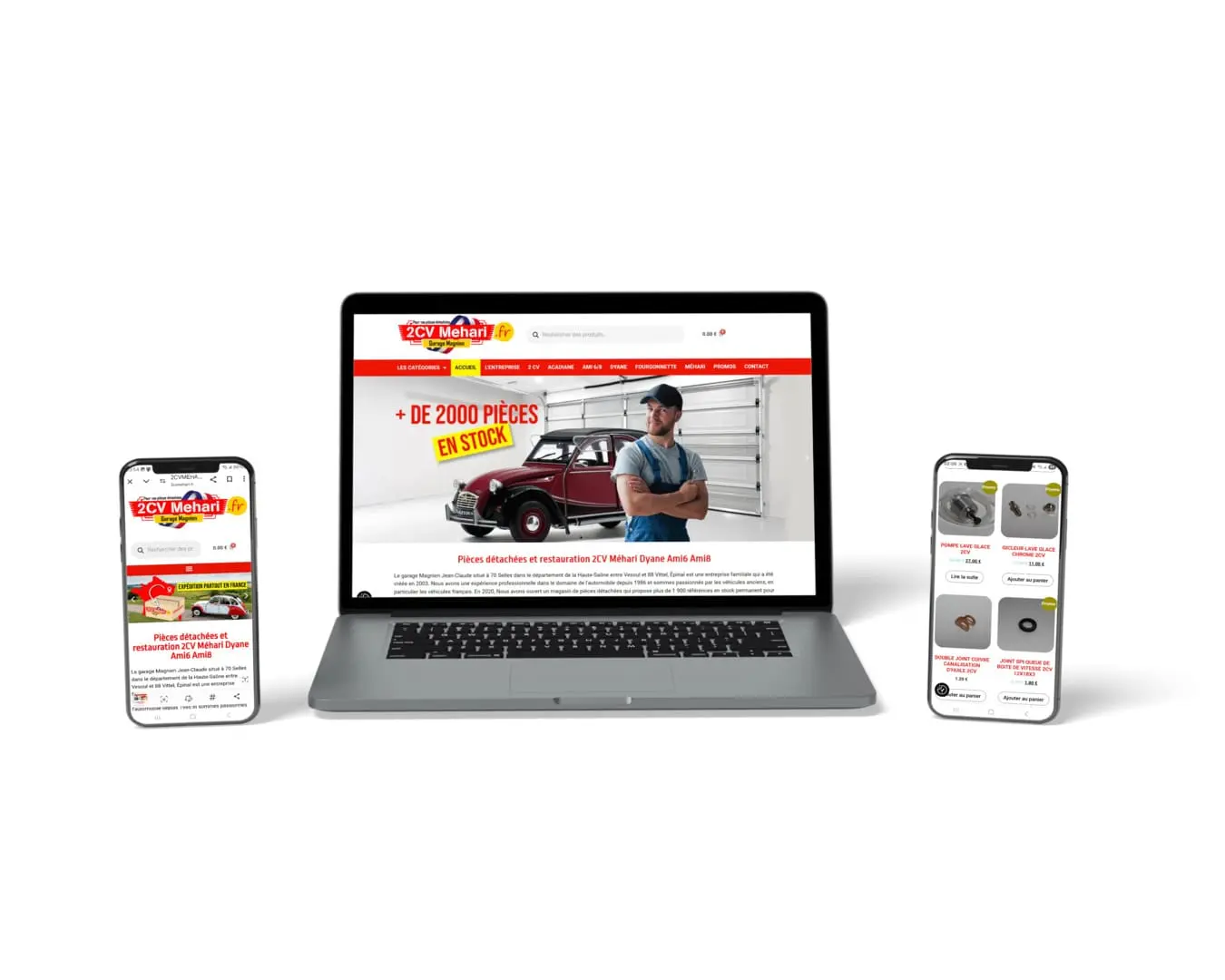 Création E-Commerce CV Méhari Garage Magnien 70 Selles Haute-Saône