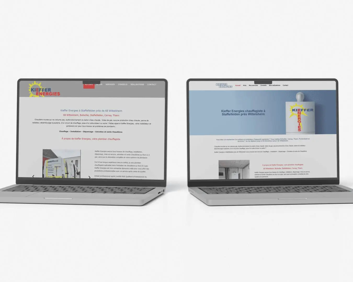 Exemple Avant et Arès Refonte site Internet Kieffer Energies Wittelsheim