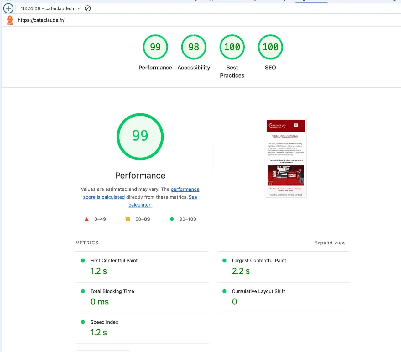 En choisissant CataClaude, vous vous assurez un site performant qui répond aux critères d'excellence de Google.