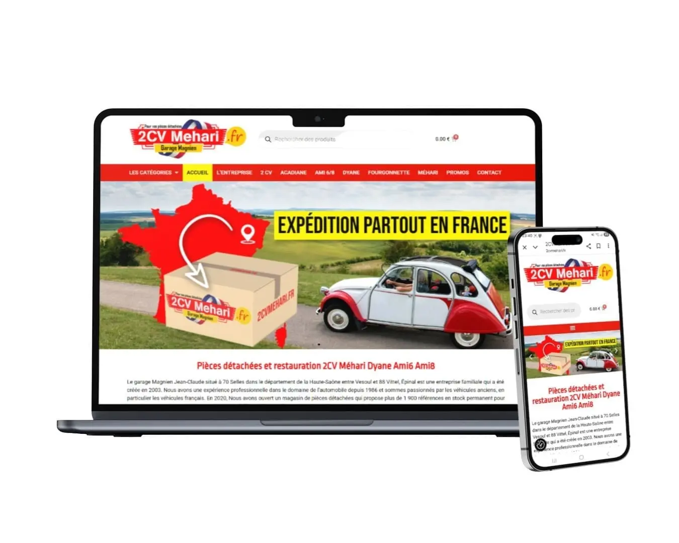 Pièces détachées et restauration 2CV Méhari Dyane Ami6 Ami8