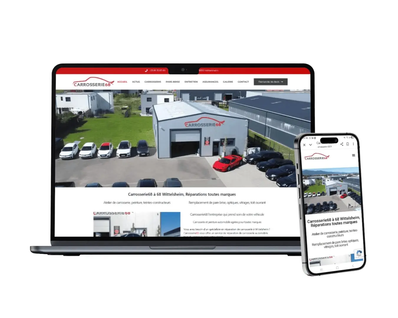 Carrosserie68 à 68 Wittelsheim, Réparations toutes marques Atelier de carrosserie, peinture, teintes-constructeurs Remplacement de pare brise, optiques, vitrages, toit ouvrant