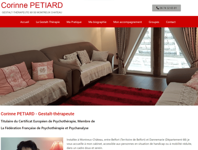 Refonte de site internet Corinne PETIARD, Gestalt-Thérapeute installée à 90130 Montreux-Château près de Belfort