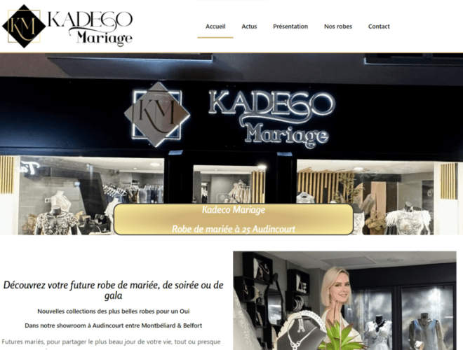 création de site internet pour Kadeco Mariage boutique de robes de mariées et de soirée à 25 Audincourt